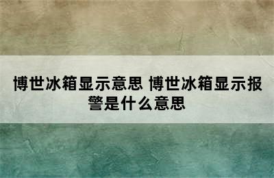 博世冰箱显示意思 博世冰箱显示报警是什么意思